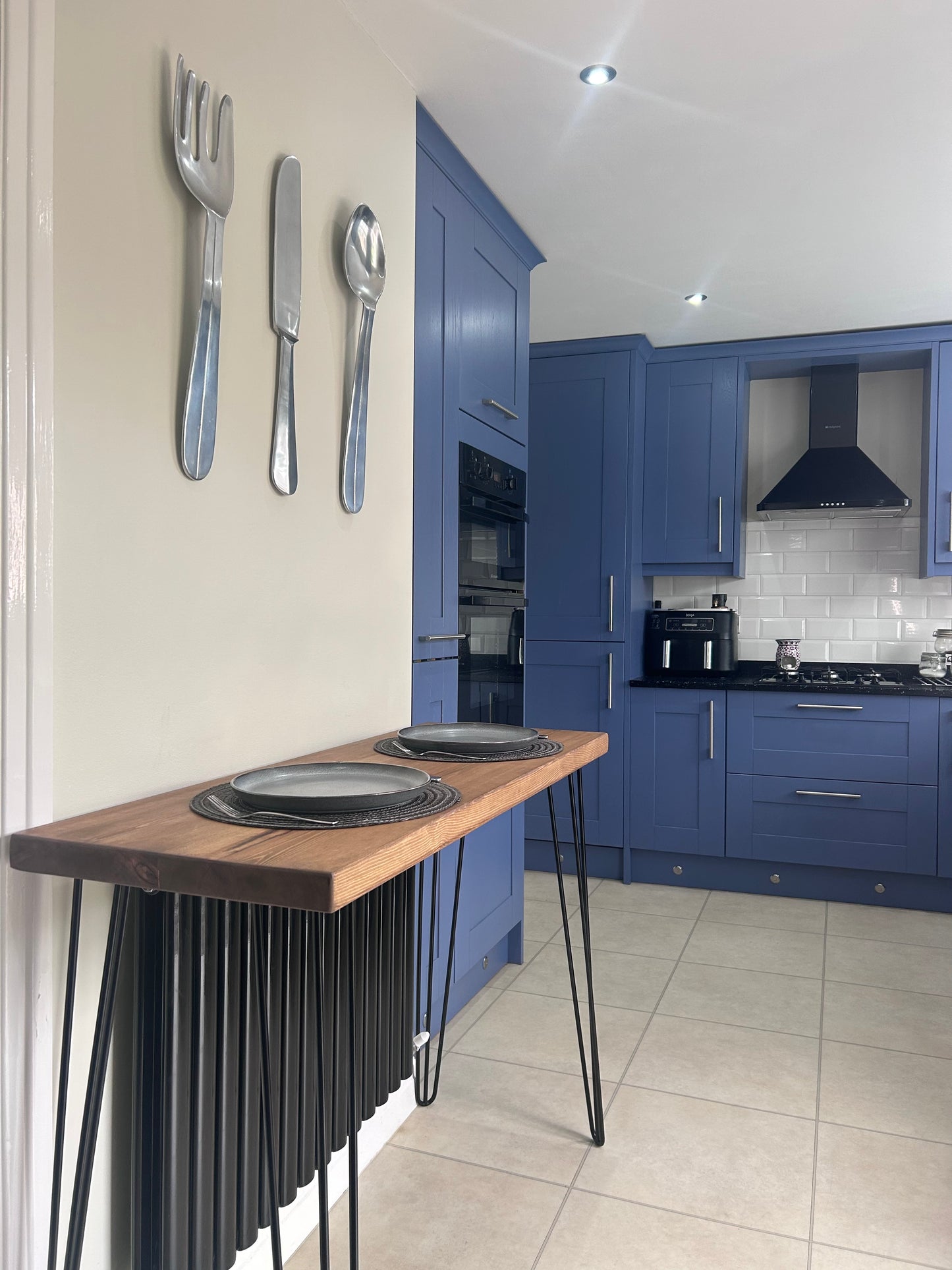 Breakfast Table Bar Rectangular Wooden Worktop and Hairpin Legs