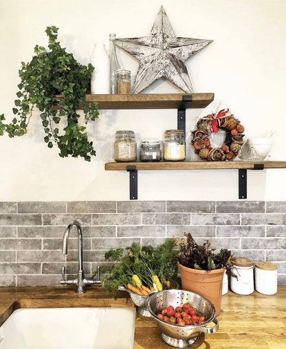 Rustic Wooden Scaffold Board Shelving with 2 Brackets