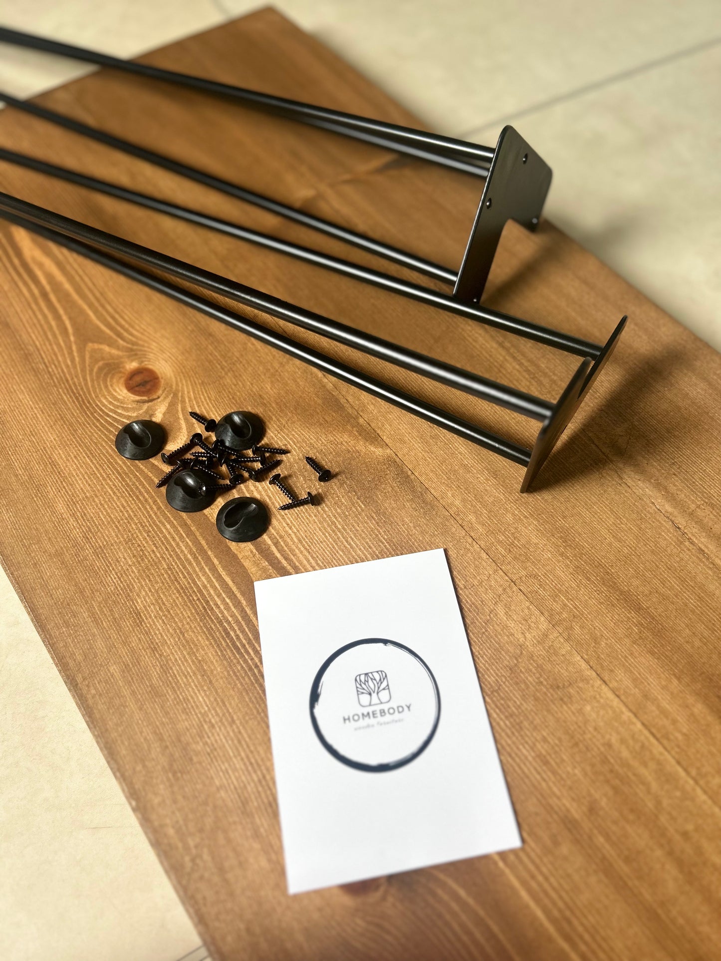 Breakfast Table Bar Rectangular Wooden Worktop and Hairpin Legs