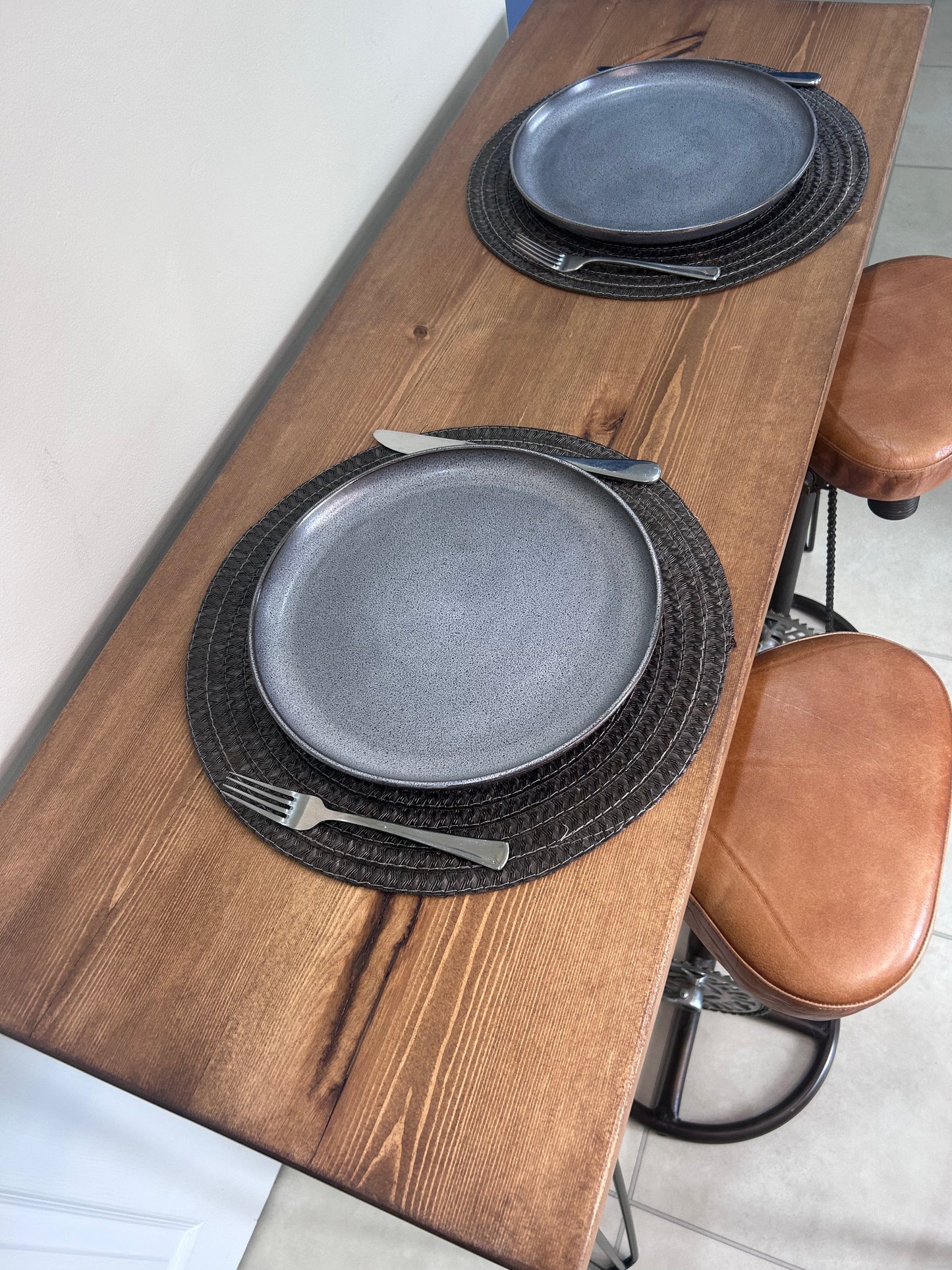 Breakfast Table Bar Rectangular Wooden Worktop and Hairpin Legs