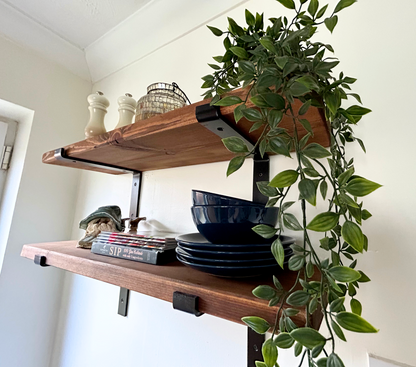 Rustic Wooden Scaffold Board Shelving with 2 Brackets