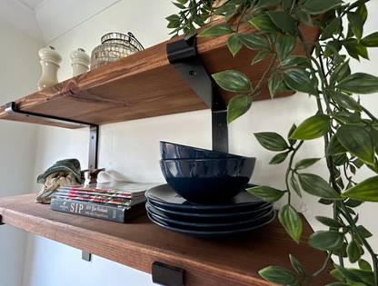 Rustic Wooden Scaffold Board Shelving with 2 Brackets
